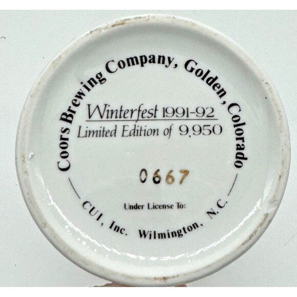 Coors Lidded Beer Stein Mug 1991-1992 Winterfest Limited Edition No 0667 READ - Picture 9 of 9